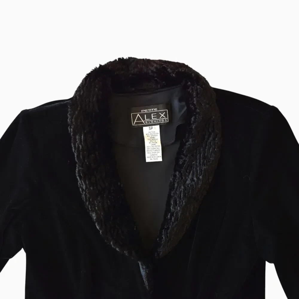 Vintage 90s Black Velvet Jacket, Minimalist Evening Blazer